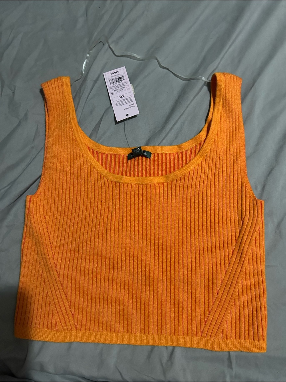 Ribbed Orange Tank Top